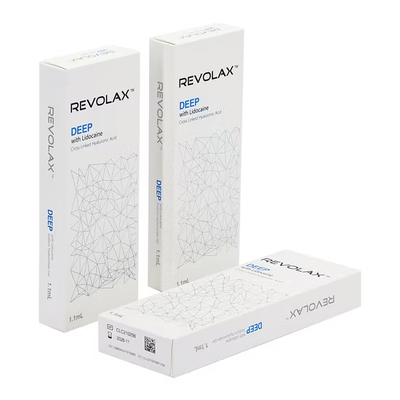 Λεπτή και ελαστική συνέπεια του τζελ Revolax Dermal Filler Fine Deep Sub-Q Injectable Gel Αποθήκευση σε θερμοκρασία 2-25°C Ιδανική για αποκατάσταση του όγκου του προσώπου