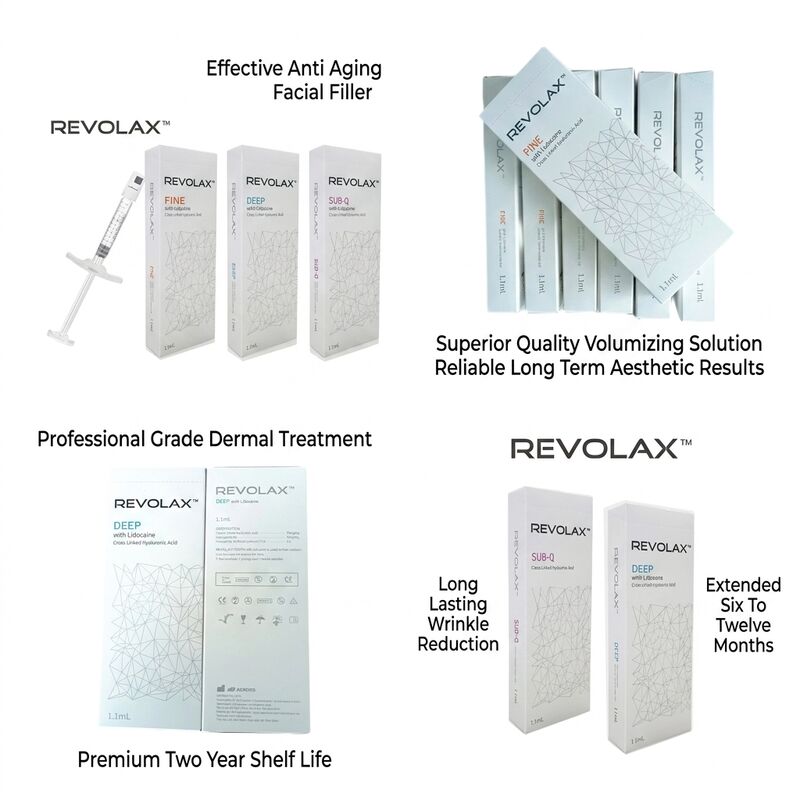24 mgml Revolax Dermal Filler Ενέσιμη βάθος Μέση έως βαθιά συγκέντρωση δέρματος 20 mgml Λύση για αύξηση του όγκου του προσώπου