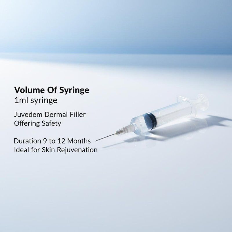 Όγκος της σύριγγας 1 ml σύριγγας Juvederm Dermal Filler προσφέροντας ασφάλεια Διάρκεια 9 έως 12 μήνες Ιδανικό για την αναζωογόνηση του δέρματος